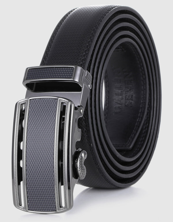 Men's Exquisite Grid Leather Ratchet Belt